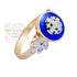14k Gold With Diamonds & Blue Enamel.Jerusalem Cross